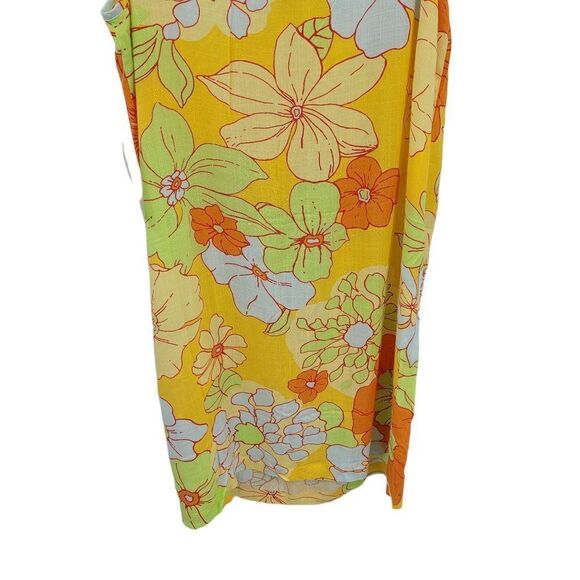 ModCloth Paradise Worthy Tie Shoulder Dress Retro 70's Hippy Flower Yellow Sz L - Picture 9 of 13